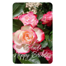 Röd- och vitfärgskort Ro Flower Blommigt Rosor Car Magnet