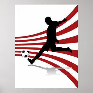 Röd och vitfotbollspelare poster