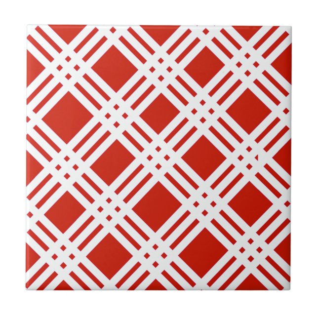 Röd och vitGingham Kakelplatta (Framsidan)
