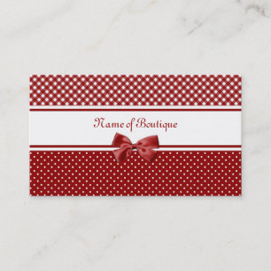 Röd och vitgingham- och polka dotsBoutique Visitkort