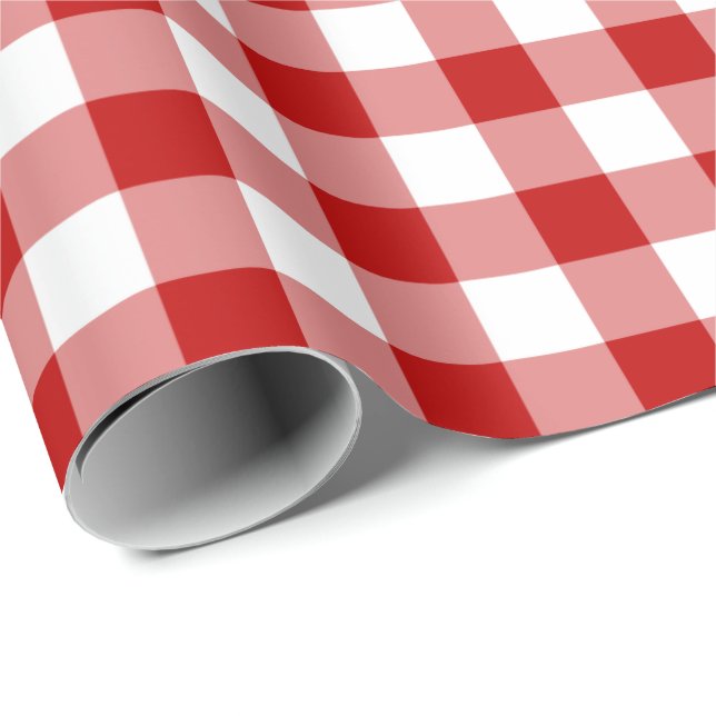 Röd och vitGingham som slår in papper Presentpapper (Rullad Hörn)