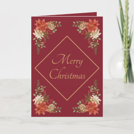 Röd- och vitpoinsettia God jul Card Tack Kort