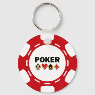 RÖD OCH VITPOKERCHIP NYCKELRING