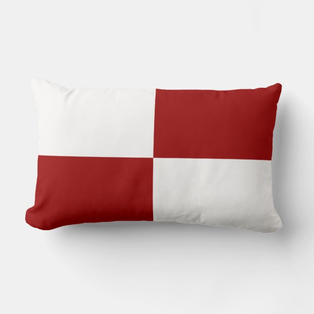 Röd och vitrektangeldekorativ kudde (Framsida)