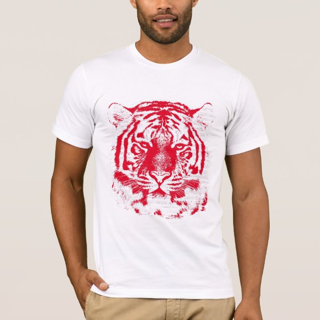 Röd och vittigeransikte tee shirt (Framsida)
