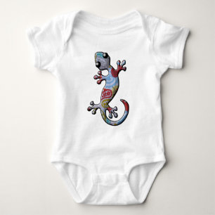 Röd ödla för Gecko för blåttPaisly klättring Tee Shirt