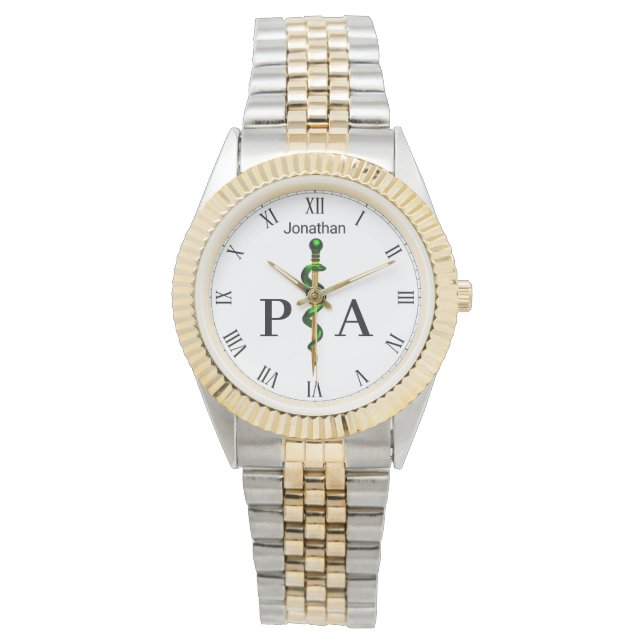 Rod of Asclepius Grönt Medical Physician Assistant Armbandsur (Framsida)