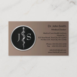 Rod of Asclepius Medical Classy Noble Silver Tidsbeställning Kort