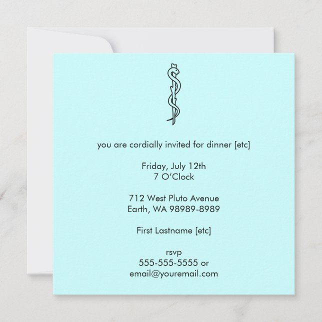 Rod of Asclepius [medicinsk symbol] Inbjudningar (Framsida)