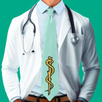 Rod of Asclepius Neck Tie (Light Scrubs Grönt)