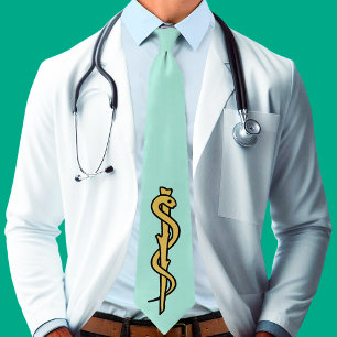 Rod of Asclepius Neck Tie (Light Scrubs Grönt) Slips