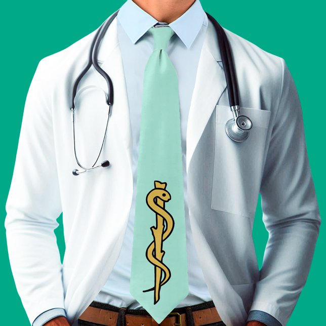Rod of Asclepius Neck Tie (Light Scrubs Grönt) Slips (Skapare uppladdad)