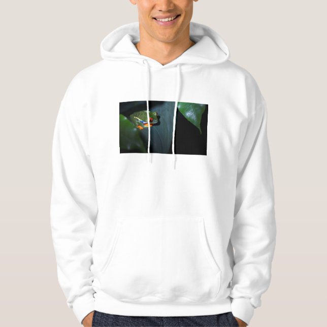 Röd ögagrodasitta hoodie (Framsida)