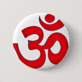 Röd OM, AUM som ÄR SANSKRIT, MANTRA, TANTRA, YOGA Knapp