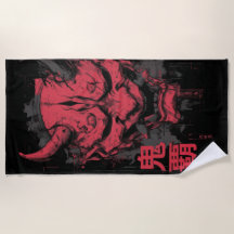 Röd Oni-maskkonst – Japansk demon design
