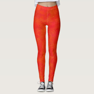 Röd Orange Abstrakt Mönster Leggings