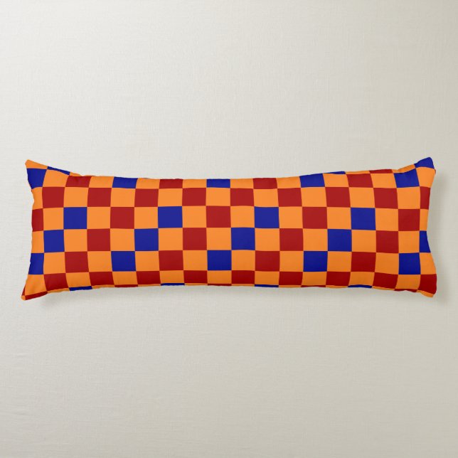 Röd Orange Blå Rutig Mönsterdesign  Kroppskudde (Framsidan)