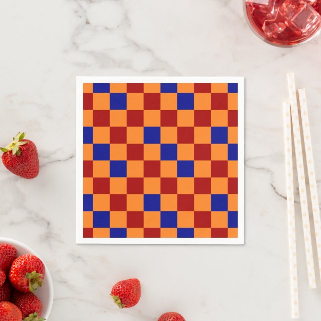 Röd Orange Blå Rutig Mönsterdesign  Pappersservett (Insitu)