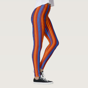 Röd Orange Blå Vertikal Randig Design Leggings