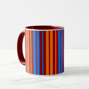 Röd Orange Blå Vertikal Randig Design Mugg