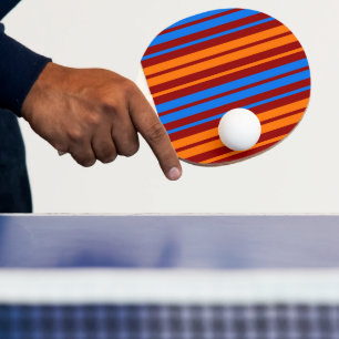 Röd Orange Blå Vertikal Randig Design Pingisracket