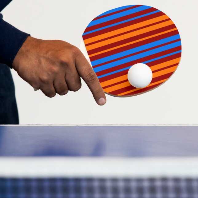 Röd Orange Blå Vertikal Randig Design   Pingisracket (Insitu)