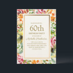 Röd Orange Blommigt Grönt Löv Guld 60:e födelsedag Inbjudningar<br><div class="desc">Elegant röd och orange blommigt för kvinnor i 60:e födelsedagsfest inbjudan med grönt löv och guld ram. Anpassadet är helt och hållet,  så det här kortet kan ändras i vilken ålder som helst.</div>
