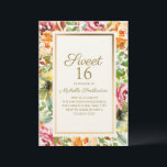 Röd Orange Blommigt Grönt Löv Guld Sweet 16 Inbjudningar<br><div class="desc">Elegant röd och orange vattenfärgsfärgad blommigt Söt 16 födelsedagsfest inbjudan med grönt löv och guld ram. Anpassadet är helt och hållet,  så det här kortet kan ändras i vilken ålder som helst.</div>