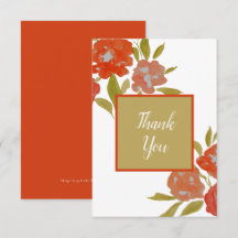 Röd orange bohemisk guld blomsterplatt tackkort