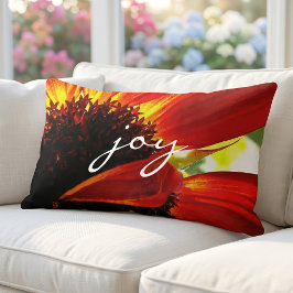 Röd Orange Gerbera Tusensköns Foto Glädje Skript M Lumbarkudde