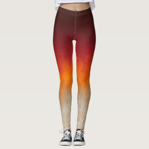 Röd Orange Grått Vit rustik ombre Leggings