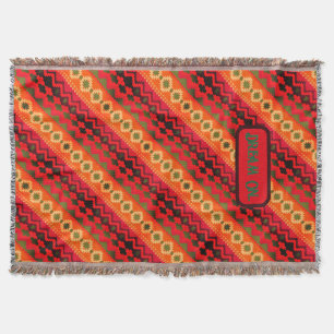 Röd Orange Grön Aztec  Filt