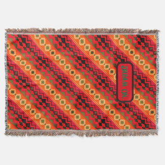 Röd Orange Grön Aztec Filt
