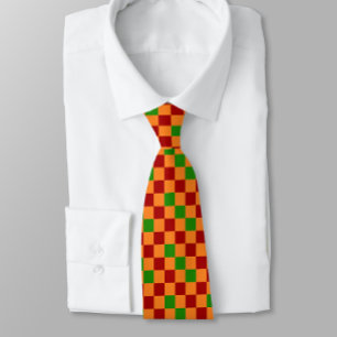 Röd Orange Grön Rutig Mönsterdesign Slips