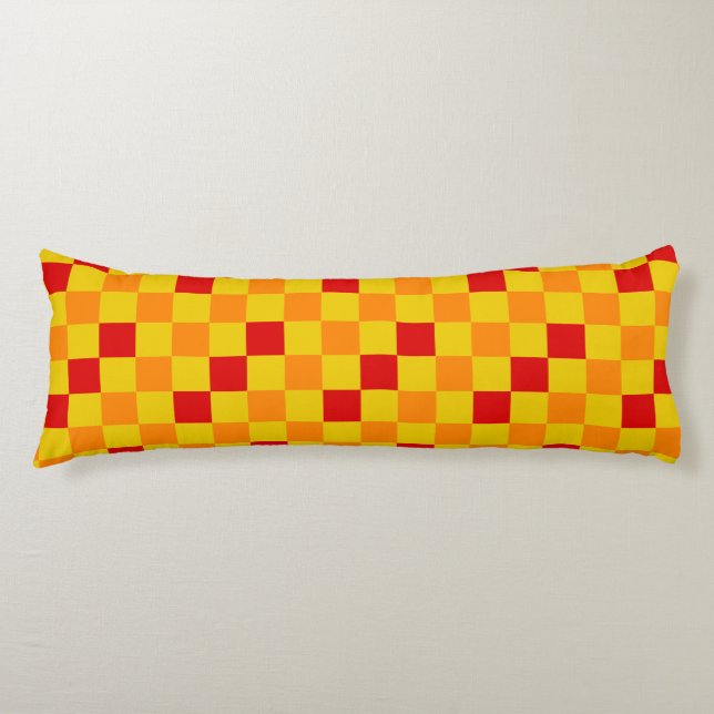 Röd Orange Gul Rutig Mönsterdesign  Kroppskudde (Framsidan)