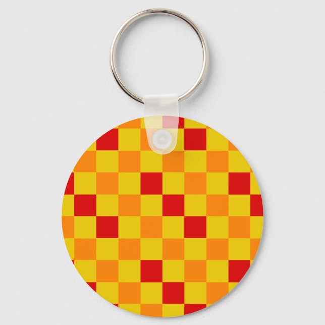 Röd Orange Gul Rutig Mönsterdesign  Nyckelring (Framsida)