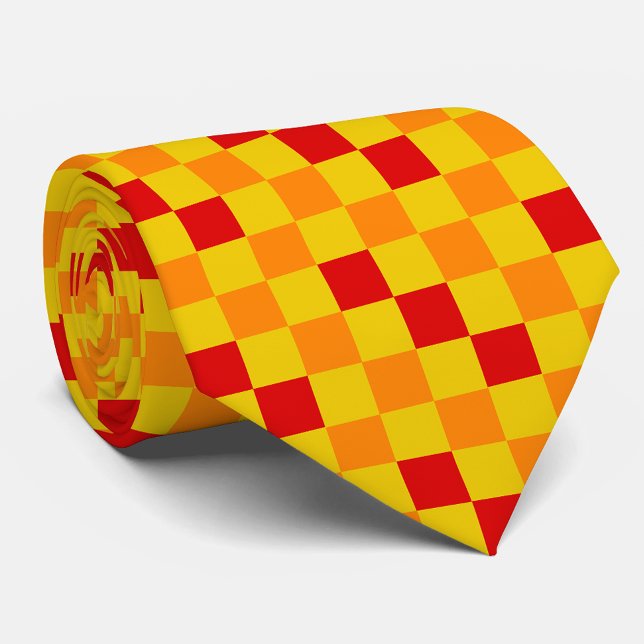 Röd Orange Gul Rutig Mönsterdesign  Slips (Skapare uppladdad)