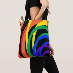 Röd Orange Gult Black Rainbow Abstrakt Tote Bag Tygkasse