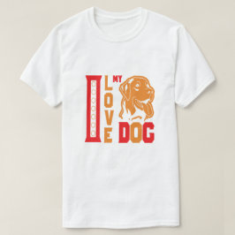 Röd & Orange JAG ÄLSKAR MIN HUND Fet typografi & H T Shirt