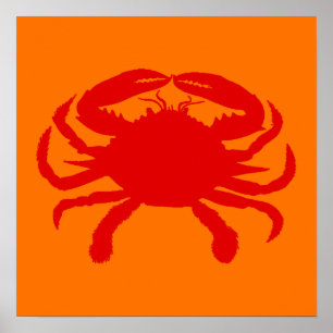Röd Orange Krabba Poster