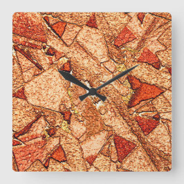 Röd orange målad vulkanisk sten teckning fyrkantig klocka