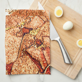 Röd orange målad vulkanisk sten teckning kökshandduk