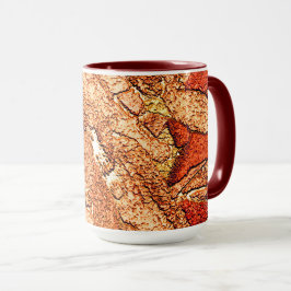 Röd orange målad vulkanisk sten teckning mugg