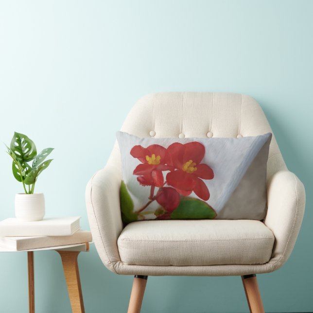 Röd Orange med Gult Lumbarkudde (Stol)