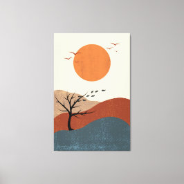 Röd, Orange och beige färgad bildskärm Canvastryck