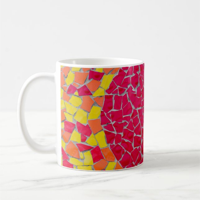 Röd, orange och gult kaffemugg (Vänster)
