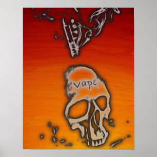 Röd Orange Röd skullrök Vape Poster