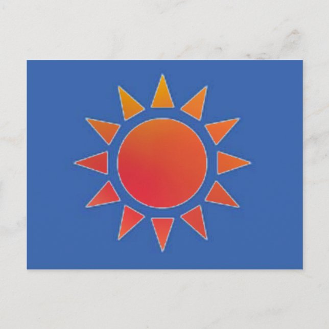 Röd Orange Sol vykort (Framsida)