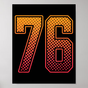 Röd Orange Sport Nummer 76 Tröja Spelaruniform Poster