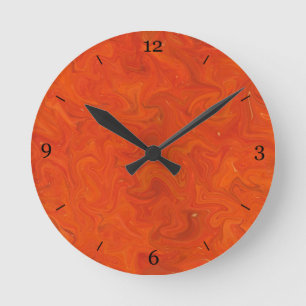 Röd orange tonal abstrakt virvlad runt bakgrund rund klocka